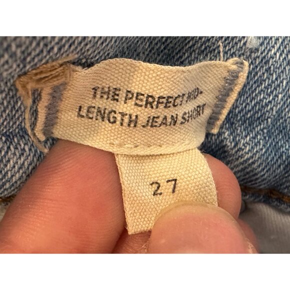 Madewell Perfect Mid-Length Jean Shorts Women’s Size 27 Light Wash Frayed Hem De - Picture 4 of 5